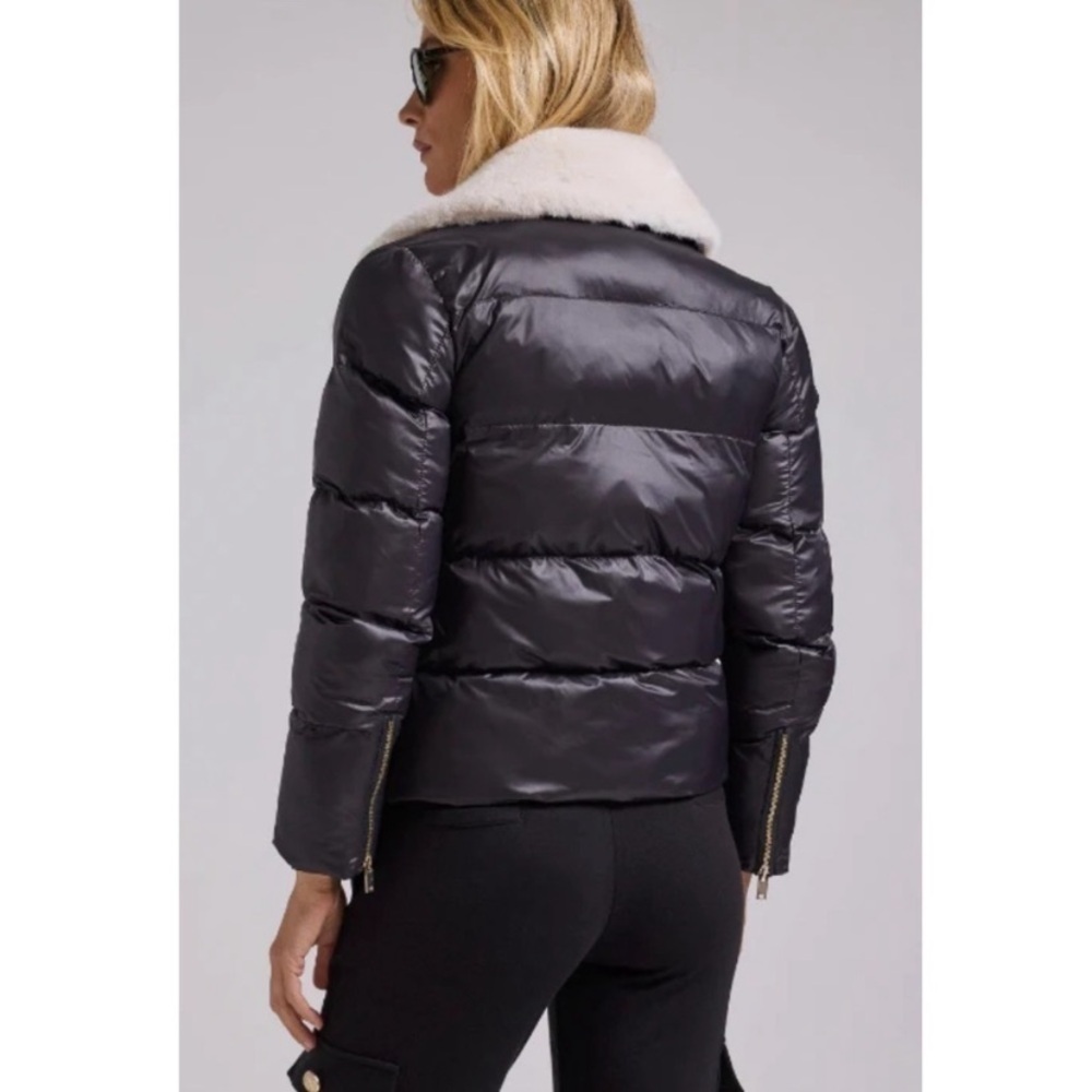 NWT GENERATION LOVE Avila faux fur combo puffer jacket vegan leather moto coat - Picture 4 of 16